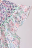 Green Floral Smocked Dress Aaria Tees