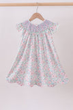 Green Floral Smocked Dress Aaria Tees