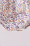 Purple Floral Smocked Ruffle Bubble Aaria Tees