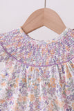 Purple Floral Smocked Bloomer Set Aaria Tees