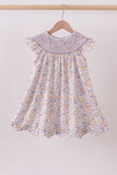 Purple Floral Smocked Dress Aaria Tees