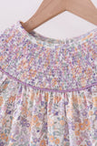 Purple Floral Smocked Dress Aaria Tees