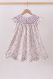 Purple Floral Smocked Dress Aaria Tees