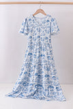 Blue beach sea smocked women dress - Aaria Tees Aaria Tees