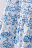 Blue beach sea smocked women dress - Aaria Tees Aaria Tees