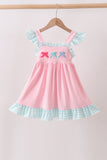 Pink Bow French Knot Bow Dress Aaria Tees