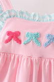 Pink Bow French Knot Bow Dress Aaria Tees