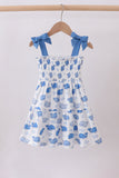 Blue whale smocked ruffle mom&me dress - Aaria Tees Aaria Tees