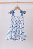 Blue whale smocked ruffle mom&me dress - Aaria Tees Aaria Tees