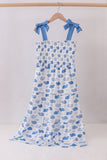 Blue whale smocked ruffle mom&me dress - Aaria Tees Aaria Tees