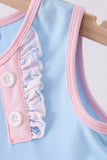 Blue shell starfish print ruffle dress - Aaria Tees Aaria Tees