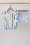 Green Floral Ruffle Bloomer Set Aaria Tees