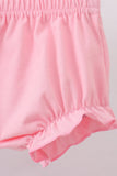Pink character smocked ruffle bloomer set Aaria Tees