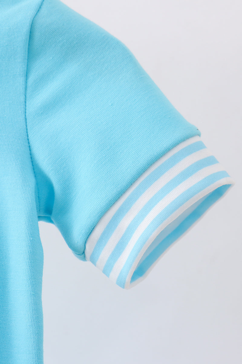 Blue character smocked romper - Aaria Tees Aaria Tees