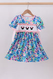 Pink character smocked ruffle dress - Aaria Tees Aaria Tees