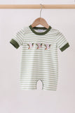 Green Duck Embroidered Stripe Romper Aaria Tees