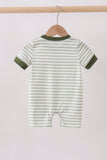 Green Duck Embroidered Stripe Romper Aaria Tees