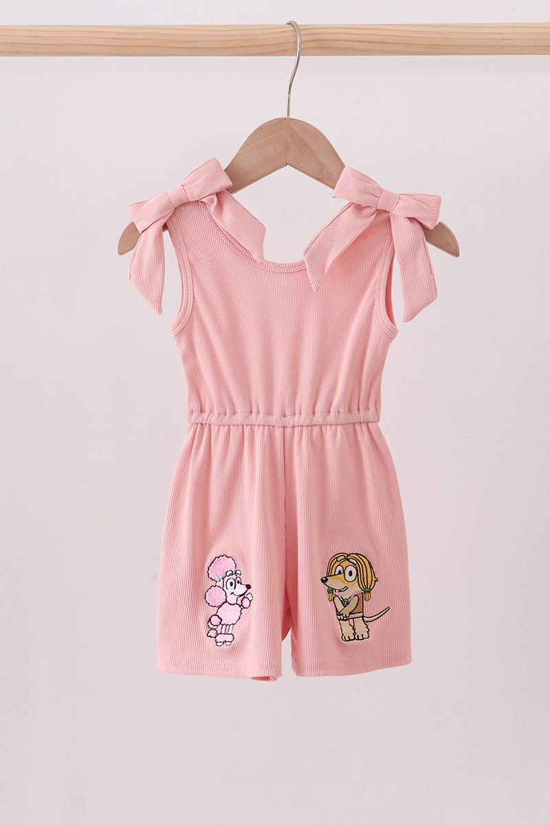 Pink character embroidery jumpsuit - Aaria Tees Aaria Tees