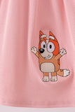 Pink character embroidery flutter sleeve dress - Aaria Tees Aaria Tees