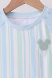 Blue character embroidery stripe long sleeve swimsuit - Aaria Tees Aaria Tees