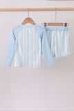 Blue character embroidery stripe long sleeve swimsuit - Aaria Tees Aaria Tees