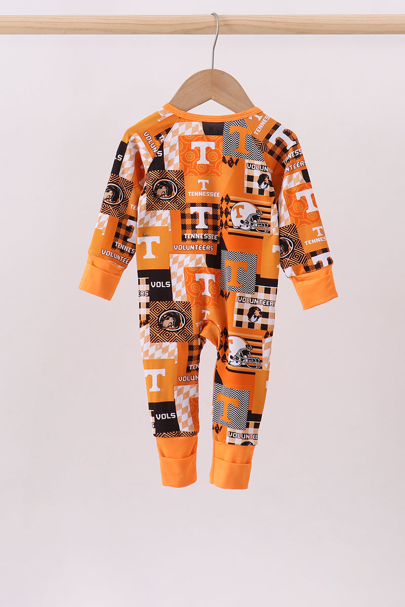 Orange Tennessee VOLS bamboo zipper romper - Aaria Tees Aaria Tees