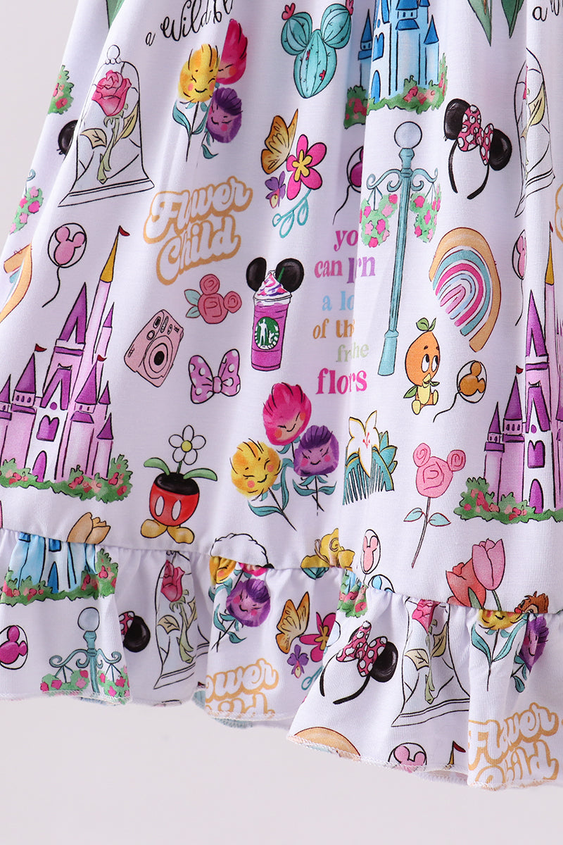Purple character castle bamboo dress - Aaria Tees Aaria Tees