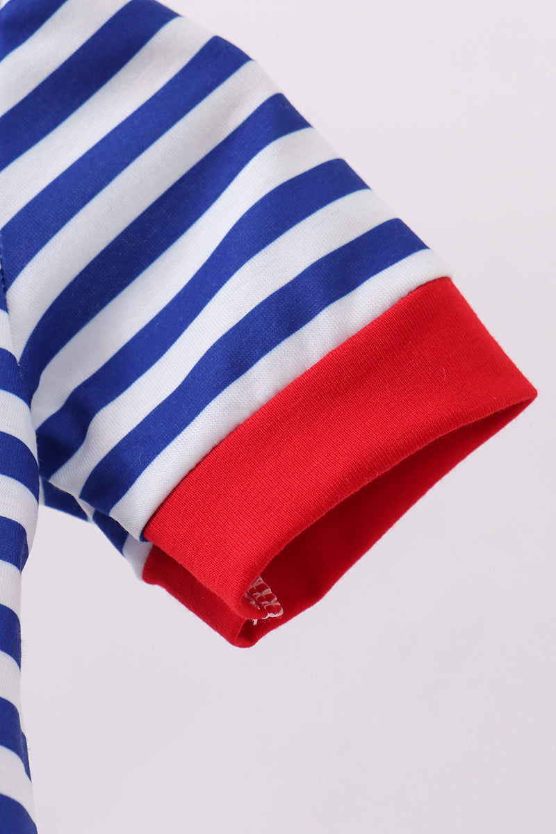 Blue stripe character applique bubble - Aaria Tees Aaria Tees