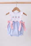 Blue Crab Embroidered Seersucker Bubble Aaria Tees