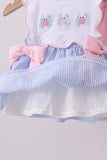 Blue Crab Embroidered Seersucker Bloomer Set Aaria Tees