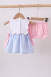 Blue Crab Embroidered Seersucker Bloomer Set Aaria Tees