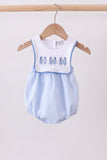 Blue Crab Embroidered Seersucker Bubble Aaria Tees