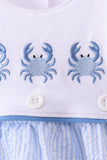 Blue Crab Embroidered Seersucker Bubble Aaria Tees