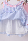 Blue Crab Embroidered Seersucker Ruffle Shorts Set Aaria Tees