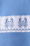 Blue Crab Embroidered Seersucker Shorts Set Aaria Tees