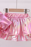 Pepper Pink sequin bow skort set - Aaria Tees Aaria Tees