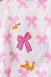 Pink Bow Goose Applique Bubble Aaria Tees