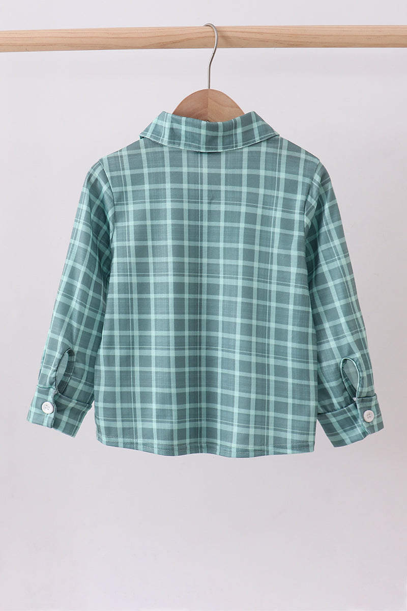 Duck embroidery button down plaid shirt - Aaria Tees Aaria Tees