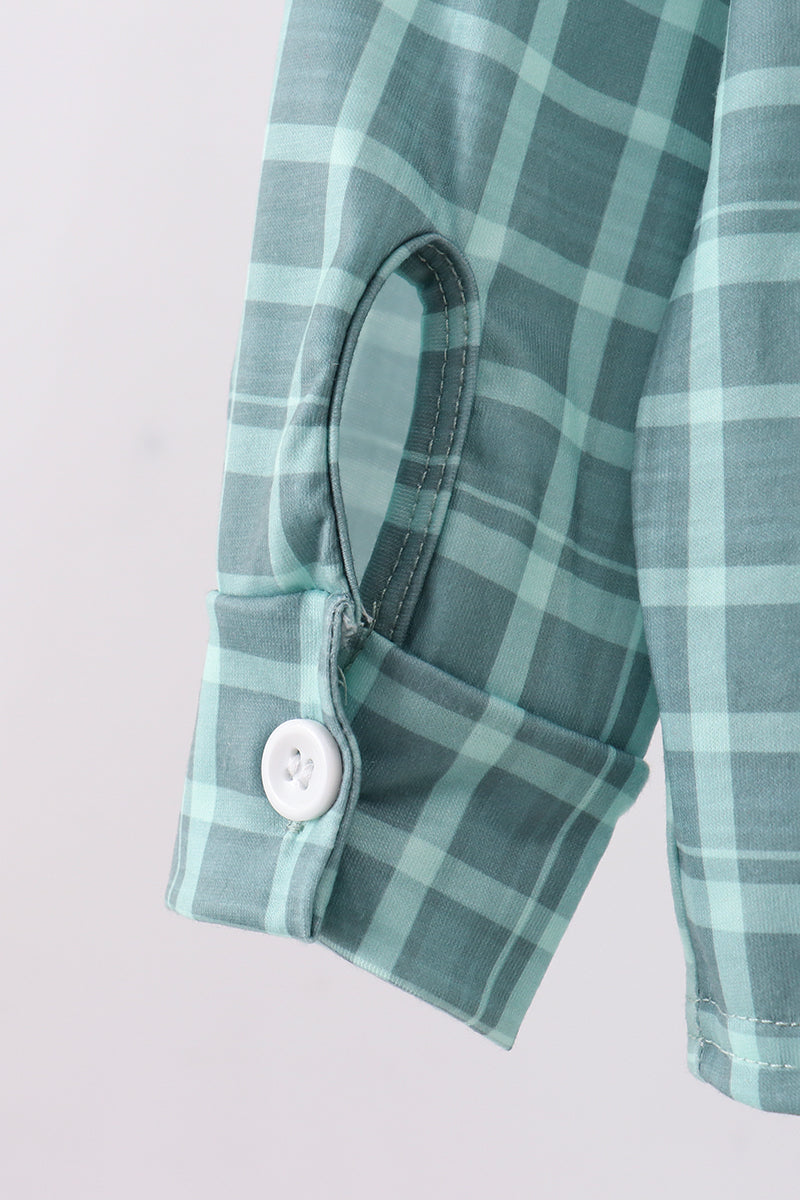 Duck embroidery button down plaid shirt - Aaria Tees Aaria Tees