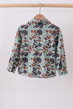 Camouflage puppy hunting embroidery button shirt - Aaria Tees Aaria Tees