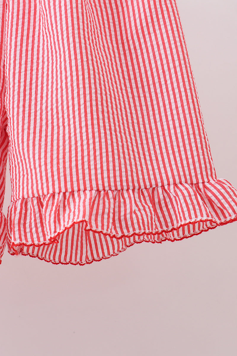 Pink flag smocked ruffle shorts set - Aaria Tees Aaria Tees