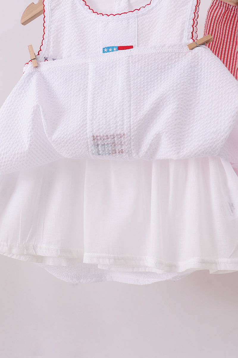 Pink flag smocked ruffle shorts set - Aaria Tees Aaria Tees
