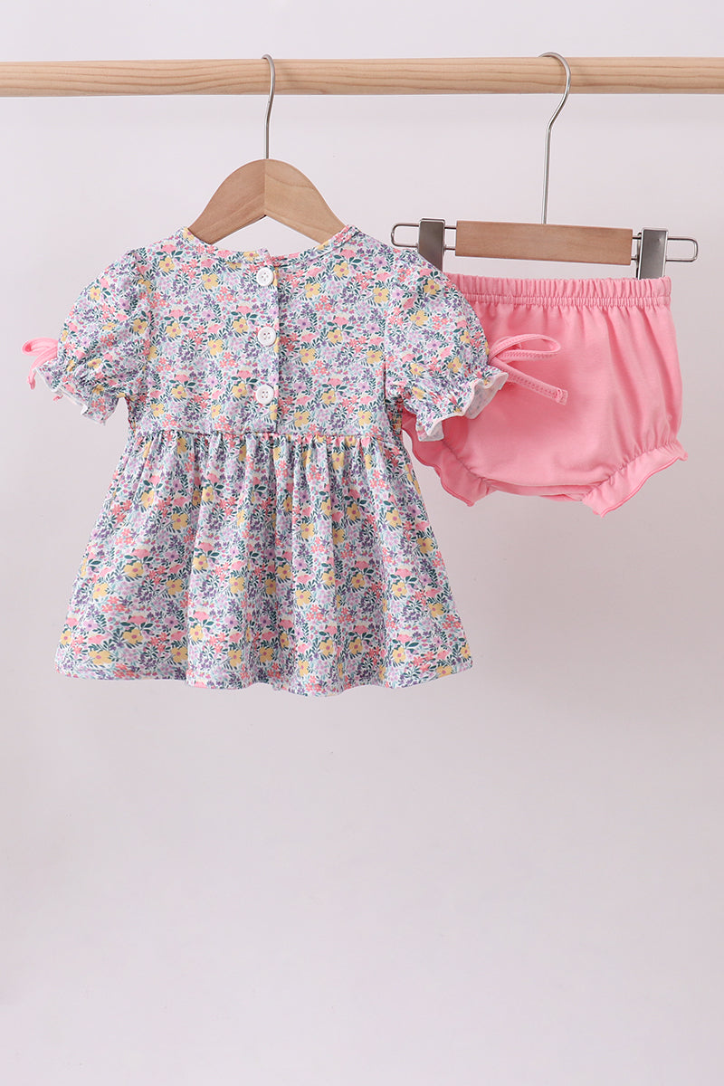 Summer garden smocked ruffle bloomer set - Aaria Tees Aaria Tees