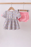 Summer garden smocked ruffle bloomer set - Aaria Tees Aaria Tees