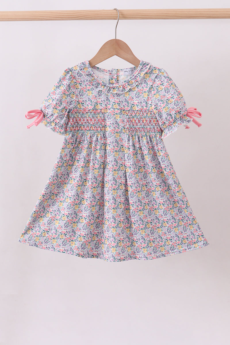Summer garden smocked ruffle dress - Aaria Tees