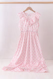 Pink bow ruffle tiered dress - Aaria Tees Aaria Tees