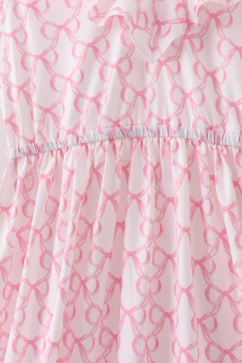 Pink bow ruffle tiered dress - Aaria Tees Aaria Tees