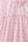 Pink bow ruffle tiered dress - Aaria Tees Aaria Tees