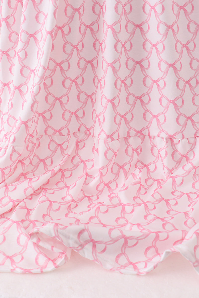 Pink bow ruffle tiered dress - Aaria Tees Aaria Tees