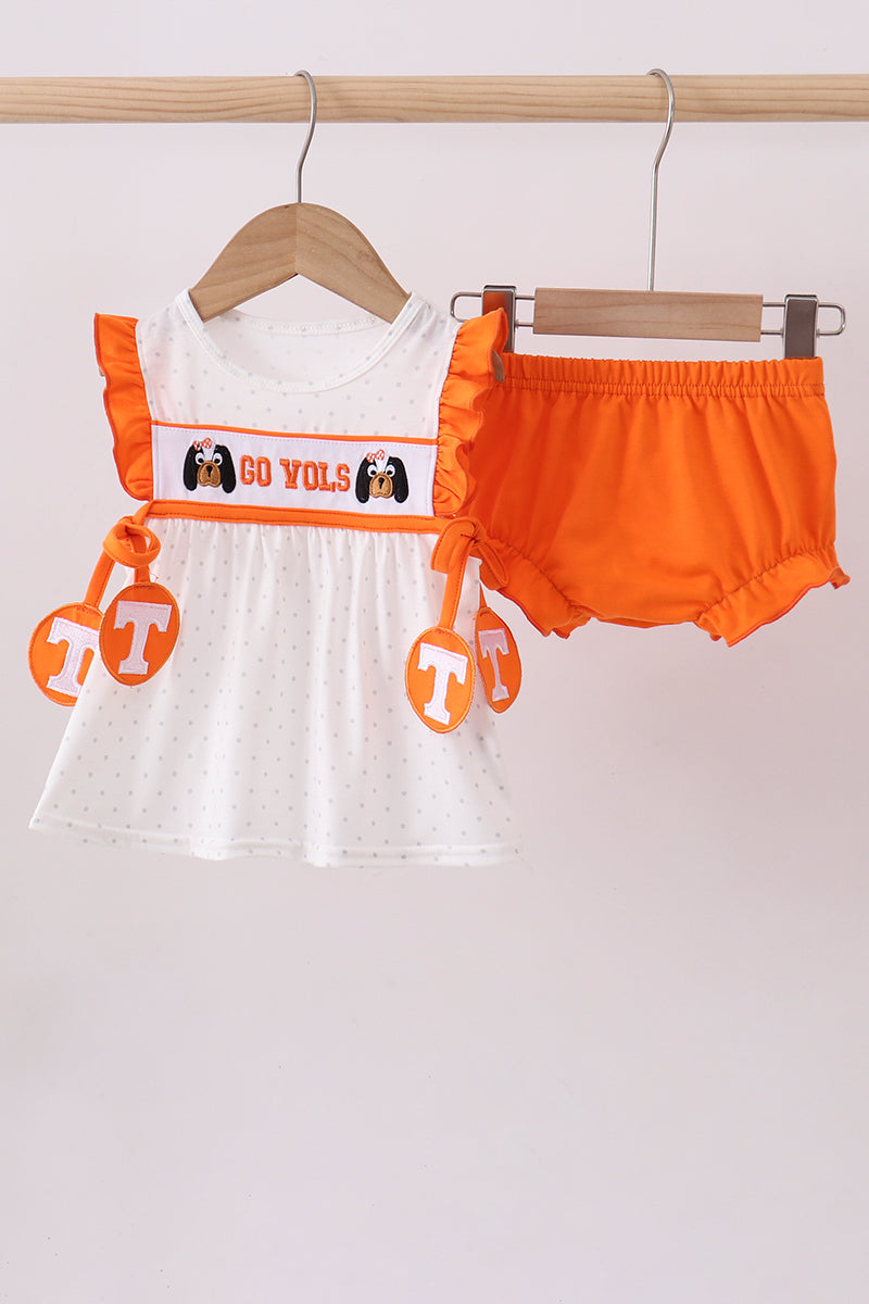 Tennessee go vols embroidery bow bloomer set - Aaria Tees